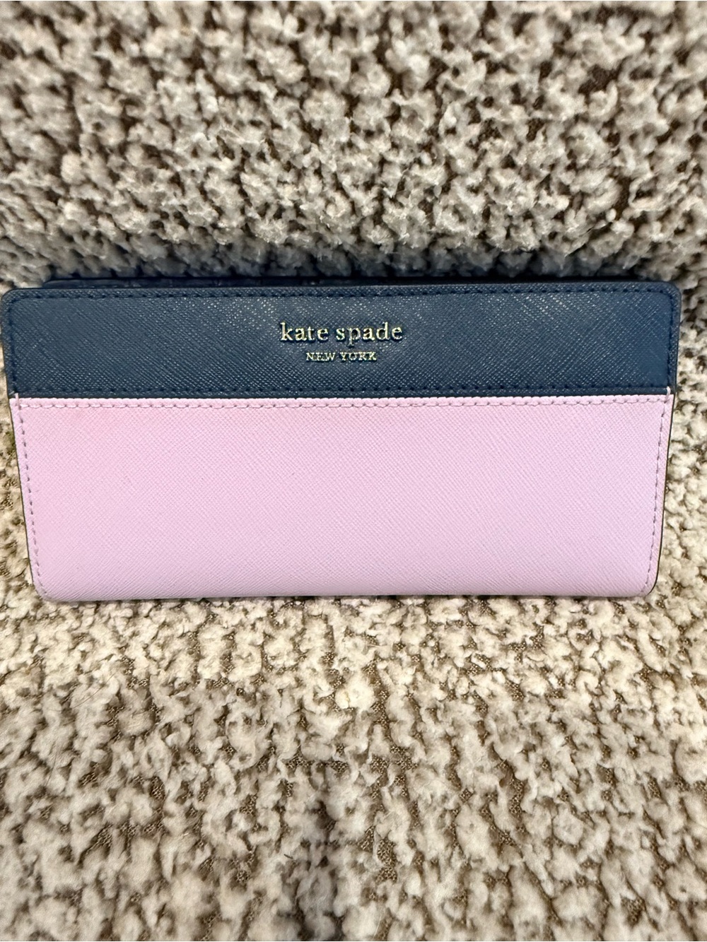 Kate Spade Bifold Snap Wallet — Navy & Blush Pink Colorblock